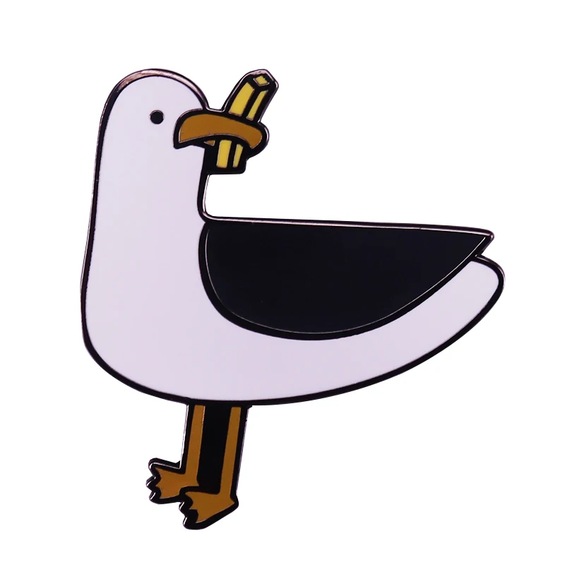 Happiness Is A Seagull with A Stolen Chip Brosche Blessed Bird Anstecknadel Frecher Möwe Niedliche Anstecknadel Diebstahlzubehör