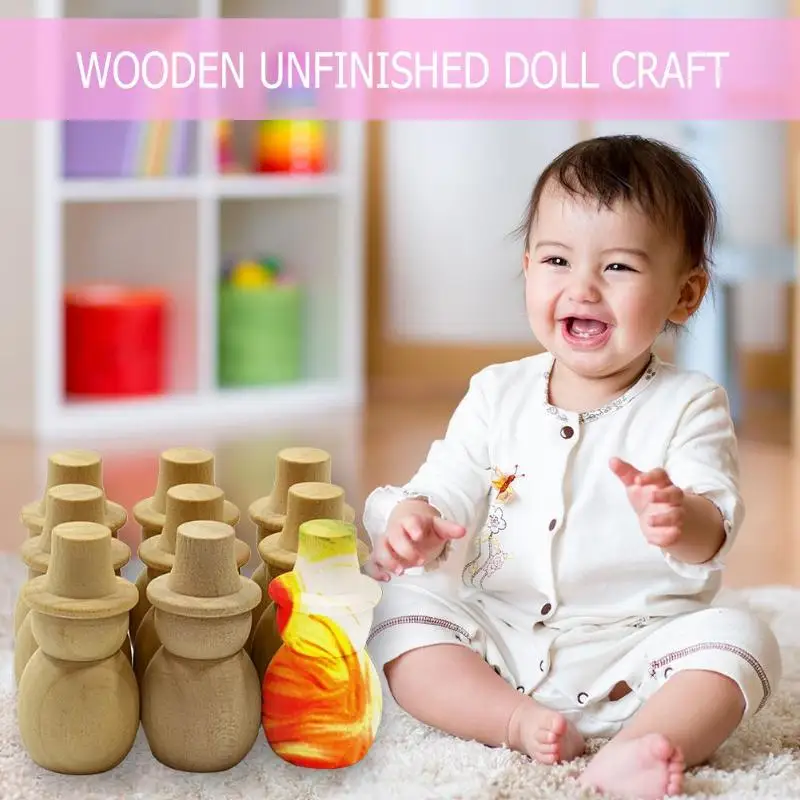 Деревянные Peg Doll деревянные DIY Рисование краски свадебный торт Topper вечерние