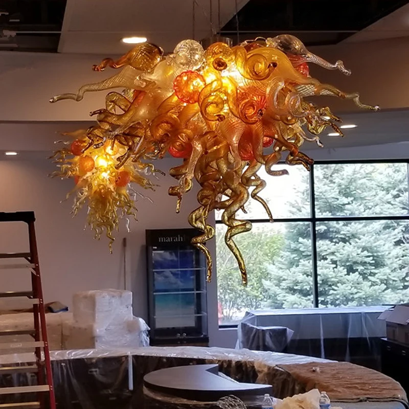 

American Style Chandelier LED Light Home Goods 100% Mouth Blown Borosilicate Chihuly Cheap Murano 28 by 20 Inches