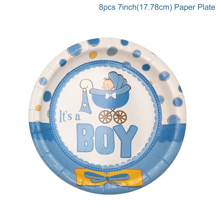 A Blue Paper Plate Воздушные шары в виде слона, украшения для девочек и мальчиков, детские украшения для дня рождения, крещения, крещения - Цвет: A Blue Paper Plate