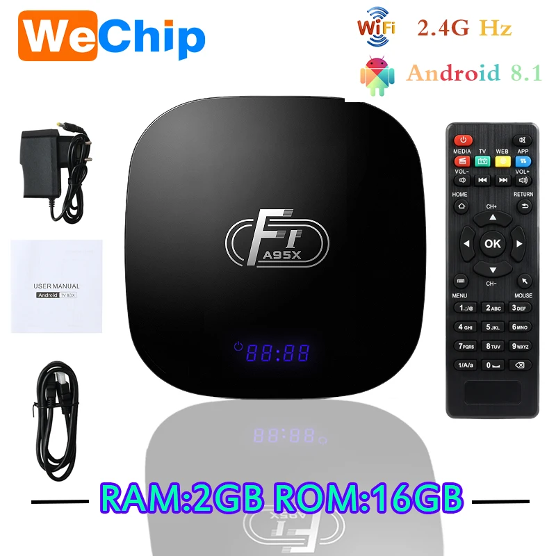 10 шт. A95XF1 Android 8,1 Smart tv Box Amlogic S905W cpu четырехъядерный Cortex-A53 телеприставка RAM2GB ROM16GB 4K WiFi медиаплеер - Цвет: 2GB16GB