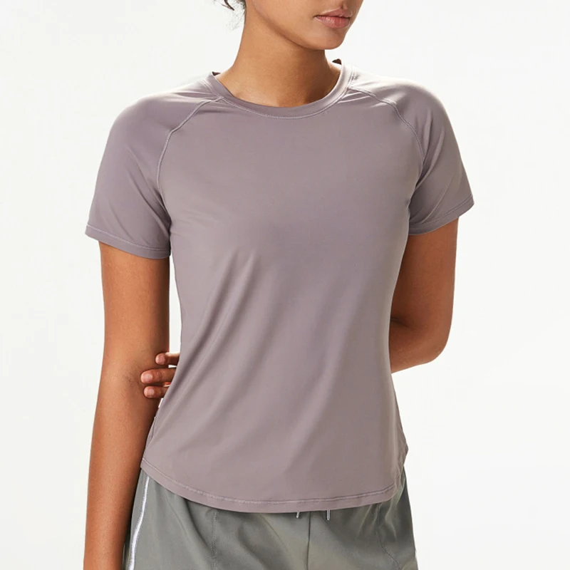 Yoga Top Nude Mesh Breathable Yoga Short Sleeve Fitness Sports Top Quick Dry T-Shirts Running Training Push Up Top Women Gym Wear S-XL