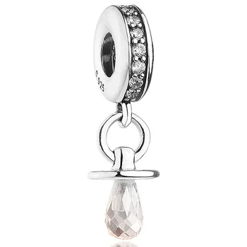 

Original Cute Pacifier Dangle With Crystal Pendant Bead Fit 925 Sterling Silver Bead Charm Bracelet DIY Jewelry
