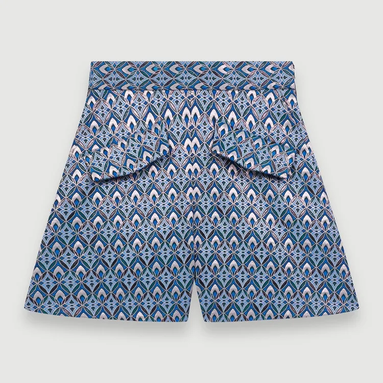 

Women Gemetric Jacquard Mini Shorts High Waist Casual Loose Shorts With Pockets 2020 Spring Summer