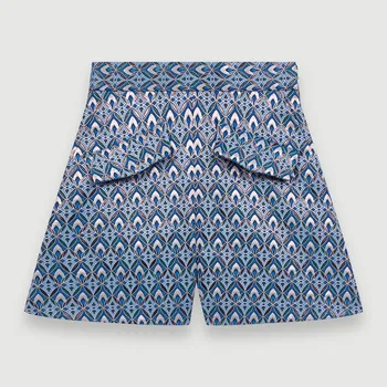 

Women Gemetric Jacquard Mini Shorts High Waist Casual Loose Shorts With Pockets 2020 Spring Summer