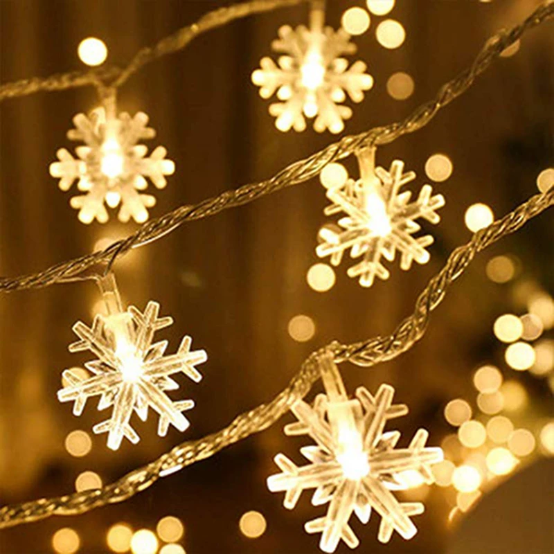 3 м 20 штук Светодиодный снежинками теплые Цвет светильник строка год зимние Merry Поставки Рождество Рождественские украшения для дома Дерево