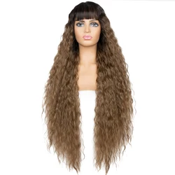 Raising Fashion 36 Inches Long Style Deep Wave Texture Lace Front Ombre Color High Temperature Wig For Woman