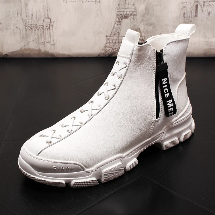 Г., новые модные дизайнерские мужские повседневные туфли на плоской платформе с высоким берцем на молнии ботильоны обувь для скейтборда sapato social masculino