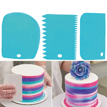 

3 Pcs Baking Pastry Cream Scraper Teeth Edge DIY Scraper Cake Decorating Fondant Pastry Cutters Baking Spatulas Cake Tools