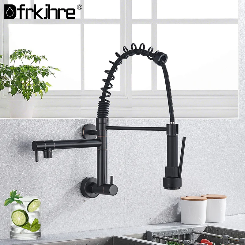 Pull Down Kitchen Faucets with Sprayer Wall Mount Spring Kitchen Sink Faucet 