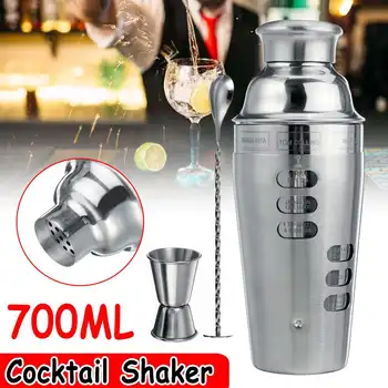 

3Pcs Stainless Steel Cocktail Shaker Mixer Wine Martini Boston Shaker For Bartender Drink Party Tools 700ML with Recipe