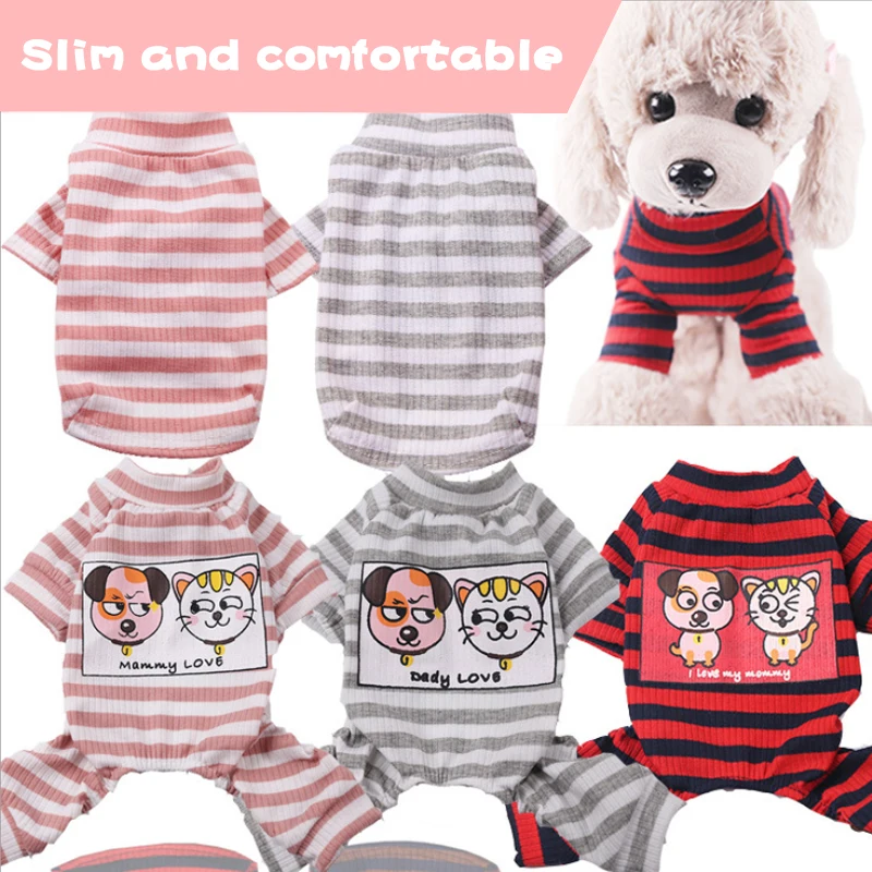 

Spring and summer puppy home service four feet two feet pet clothes cat clothes couple models dog clothes pajamas