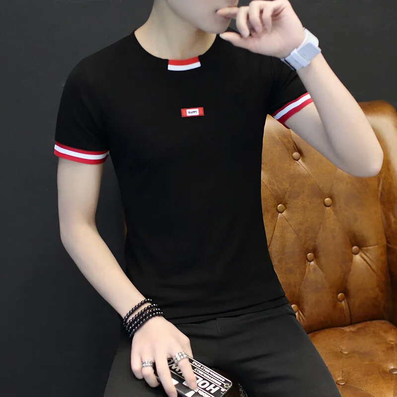 

2018 Summer New Style Deft Reds Celebrity Style Half Sleeve Clothing Stall Supply of Goods Slim Fit Short Sleeve T-shirt Men's F
