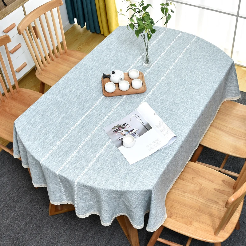 high quality luxury cotton Linen melange Table cloth lace selvage embroidery Thick hotel Wedding Dining oval Cloth Cover | Дом и сад
