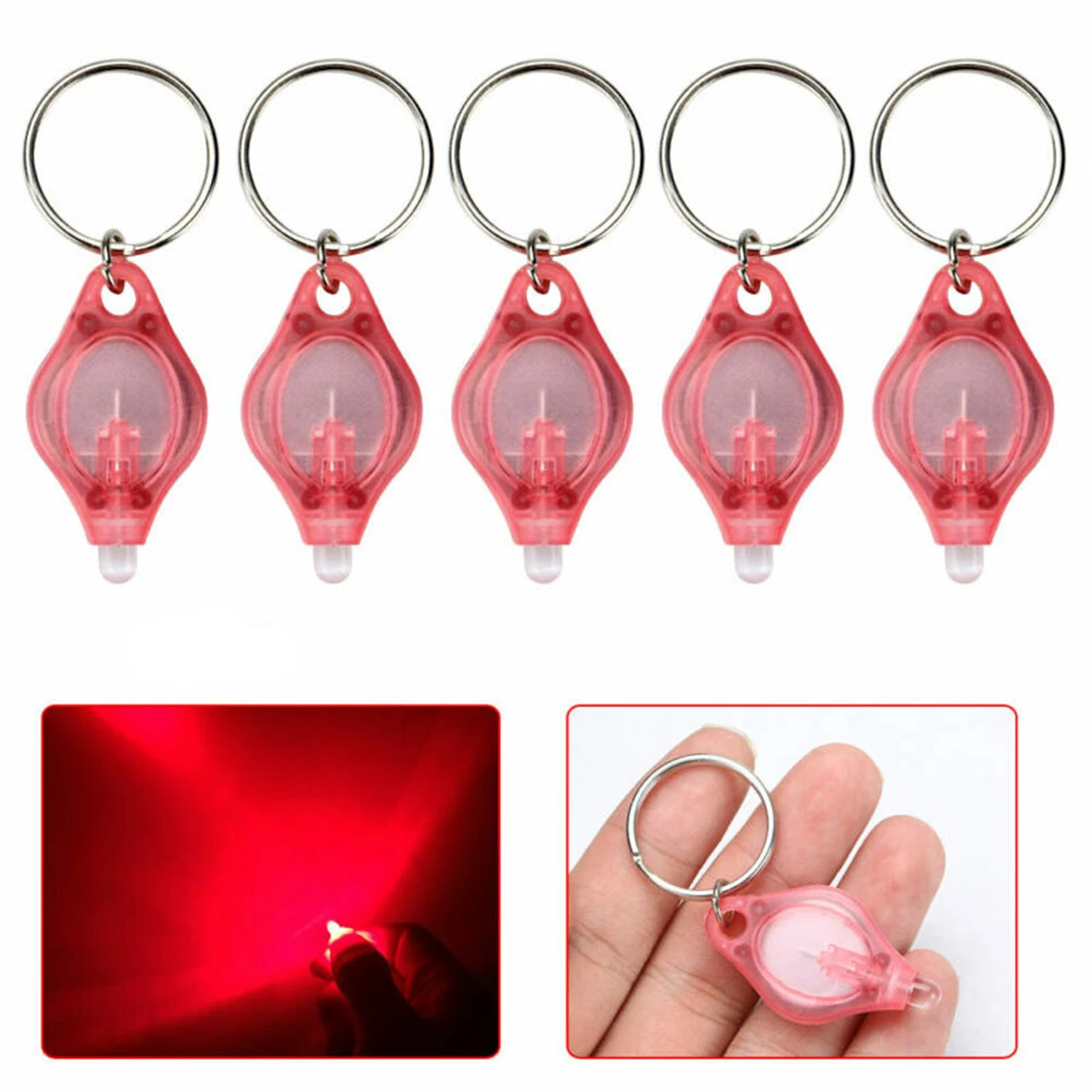 5pcs Mini LED Keychain Torch Flashlight Finger Light Blue/Green/Red/Purple Lamp