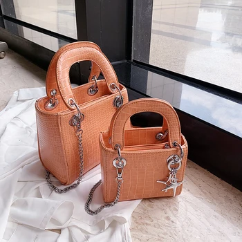 

Crocodile Square Bags For Women Top-handle Women's Handbags Small Chain Women Shoulder Messenger Bag PU Leather Female Tote New