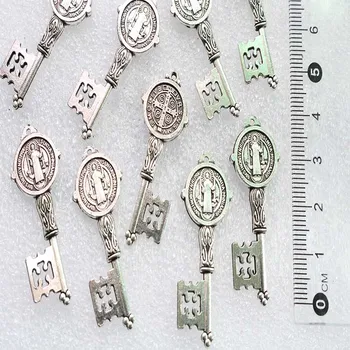 

Saint St Benedict Nursia Medallion Cross Pendant Charm Amulet