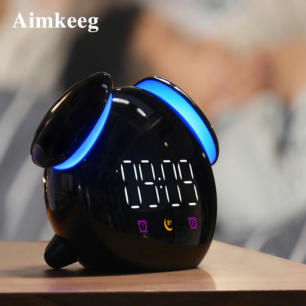 

Touch Switch 2000mAh Led Alarm Clock Colourful Chargeable Night Light for Children Christmas Gift Bedroom Beside Decoration