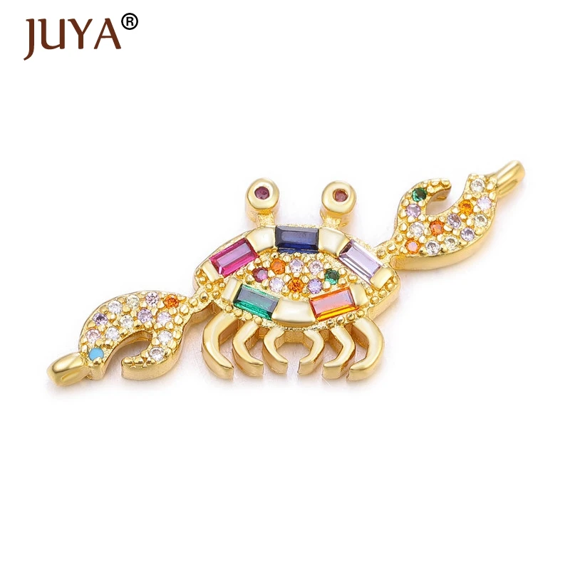 gold JUYA роскошный Цветной Циркон Кристалл животных Шарм Разъемы для изготовления ювелирных изделий Компоненты Diy аксессуары - Цвет: gold