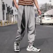 Брендовые новые мужские повседневные брюки размера плюс на молнии в стиле пэчворк, мужские хип-хоп Модные свободные спортивные штаны, Мужская Уличная одежда