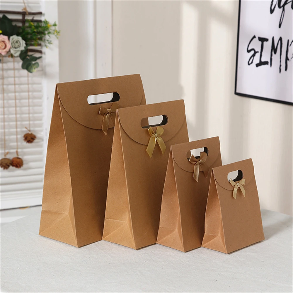 Bolsas de Kraft con lazo para boda, fiesta en casa, regalos Paquete de pan, hornear, bolsa para llevar, 1 ud.|Envoltorios y bolsas de regalo| - AliExpress