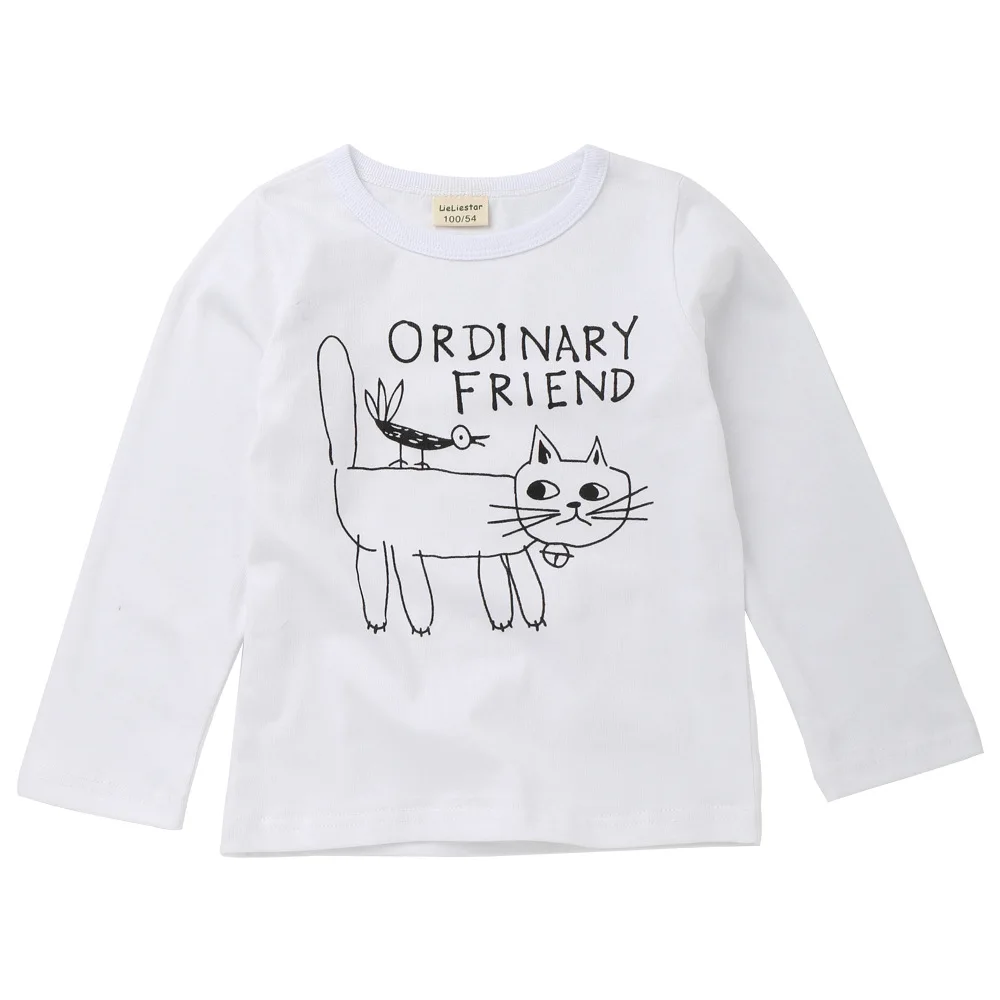 Otoño niños Топы великолепные футболки с принтом кошек niños ropa niños Футболки - Цвет: MF8538 white