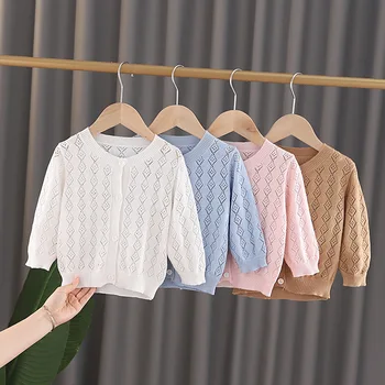 

Baby Girls Cardigan Spring Autumn Solid Color Hollow Out Children's Sweater Kids Boys Cardigan Jacket DT162