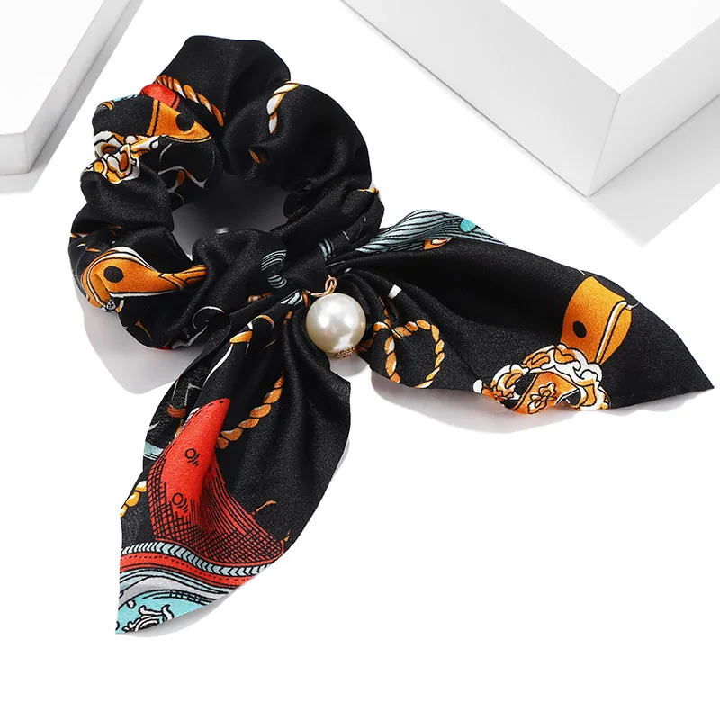 Headband-Color 3 Модные женские Ретро шифоновые повязки с бантом и принтом в Корейском стиле элегантная ткань резинки для волос Веревка Эластичные аксессуары для волос для девочек - Цвет: Headband-Color 3