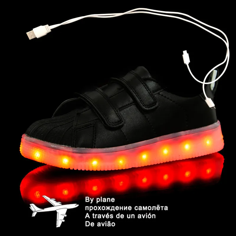 

2021 New Kids USB Luminous Sneakers Glowing Children Lights Up Shoes With Led Slippers Girls Illuminated Krasovki Footwear Boys