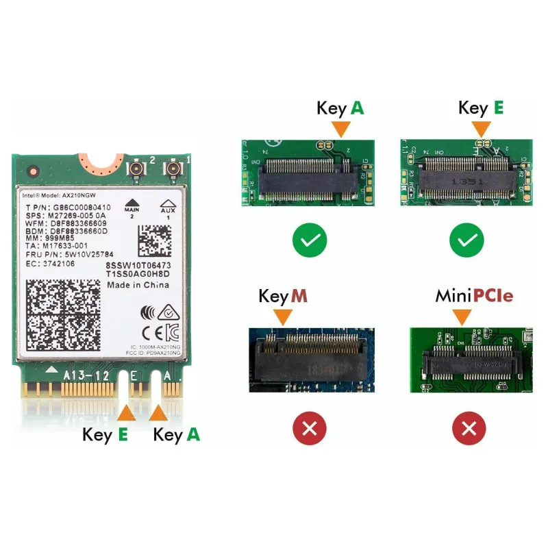 network adapter Trị Ban Nhạc Intel AX210NGW 802.11AX AX200 Nâng Cấp Laptop Card Mạng Không Dây WiFi 6E 5374Mbps Hỗ Trợ 6G Bluetooth 5.2 network card