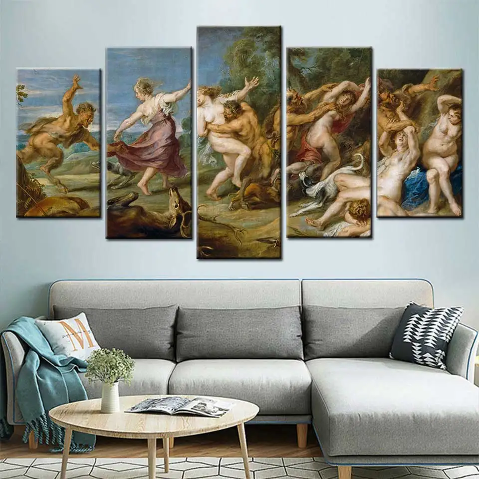 HD prints 5 panels Rubens Peter Paul Diana and her fairy tale canvas decorative wall art living room pictures