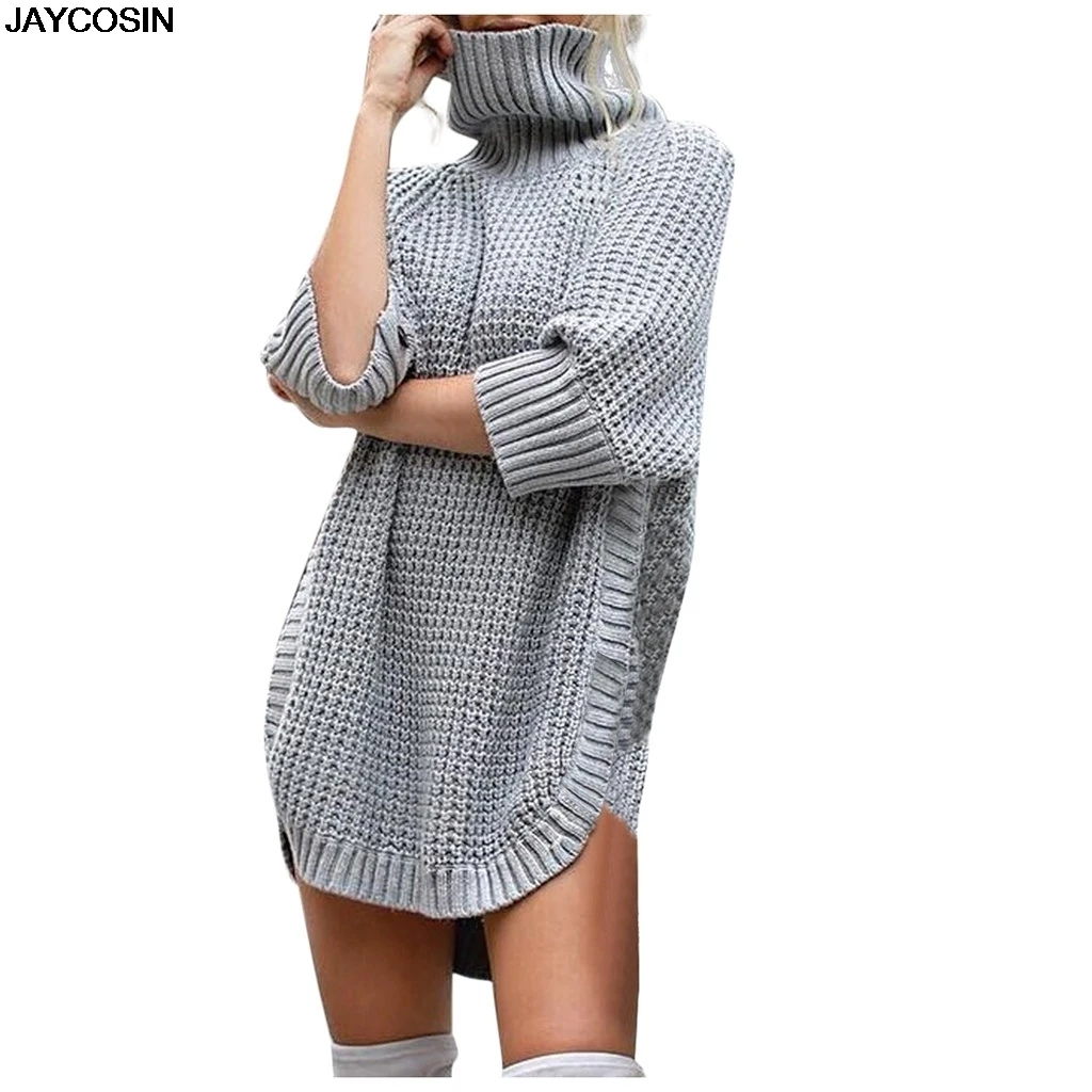 

JAYCOSIN Autumn Winter Turtleneck Women's Knitted Sweater Plus Size Thick Warm Long Sleeve Women's Sweater Pullover Femme 9809