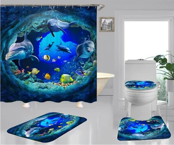 

Shower Curtain Waterproof Polyester Fabric Bath Curtain Animal Printed Cartoon 3D Bath Curtain Bathroom Accessories