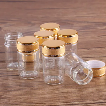 5 pezzi 20 ml 30 * 50 mm Bottiglie di vetro con tappi smerigliati dorati Vasi di vetro Bottiglie di profumo Bottiglie di inchiostro Fiale di vetro per bomboniere 1