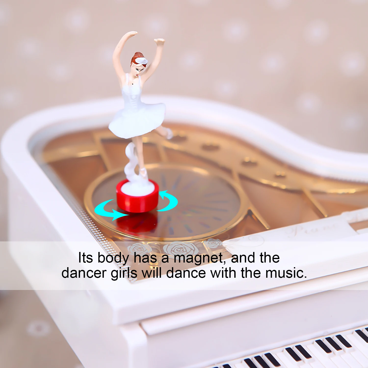 Bevigac Wind-up Clockwork Mechanical Girl Dancing on the Piano Music Box for Girls Daughter Girlfriend Birthday Christmas