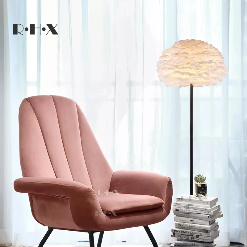 

Europe Children Girl House Vertical Feather Desk Lamp Floor Lamp Bedroom Ins Marriage Room Girl Princess Bedside Desk Lamp