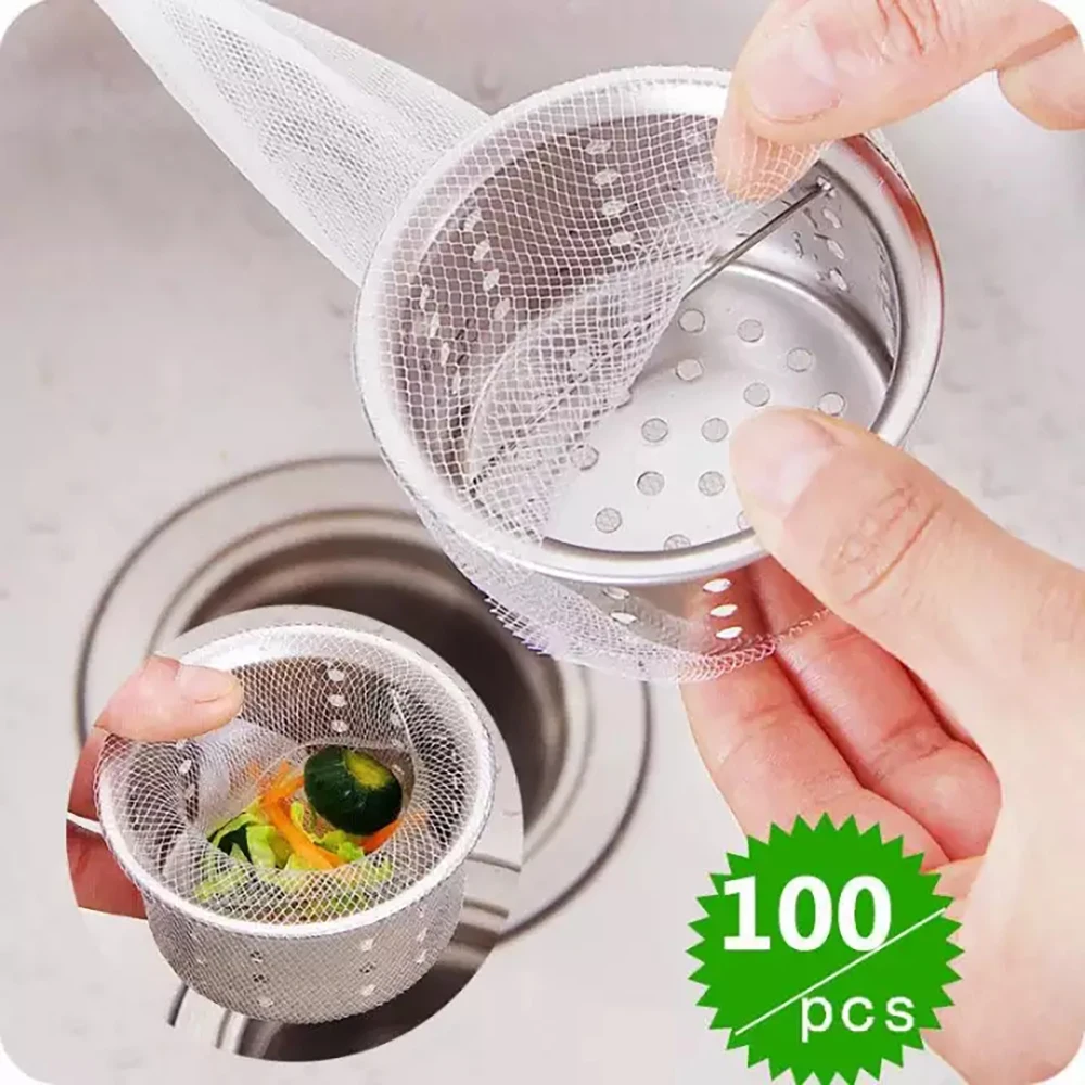 Disposable Sink Strainer Bags White Kitchen Waste Filter Impermeable Residue 