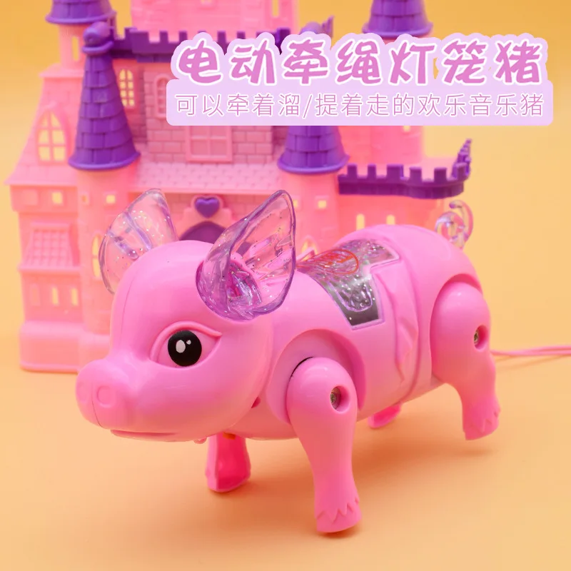 

Ke qian Can Improve Douyin Celebrity Style Electric Leash Pigskin Light Music Children Lantern Stuffed Pig Walk Matchmaking Pigs