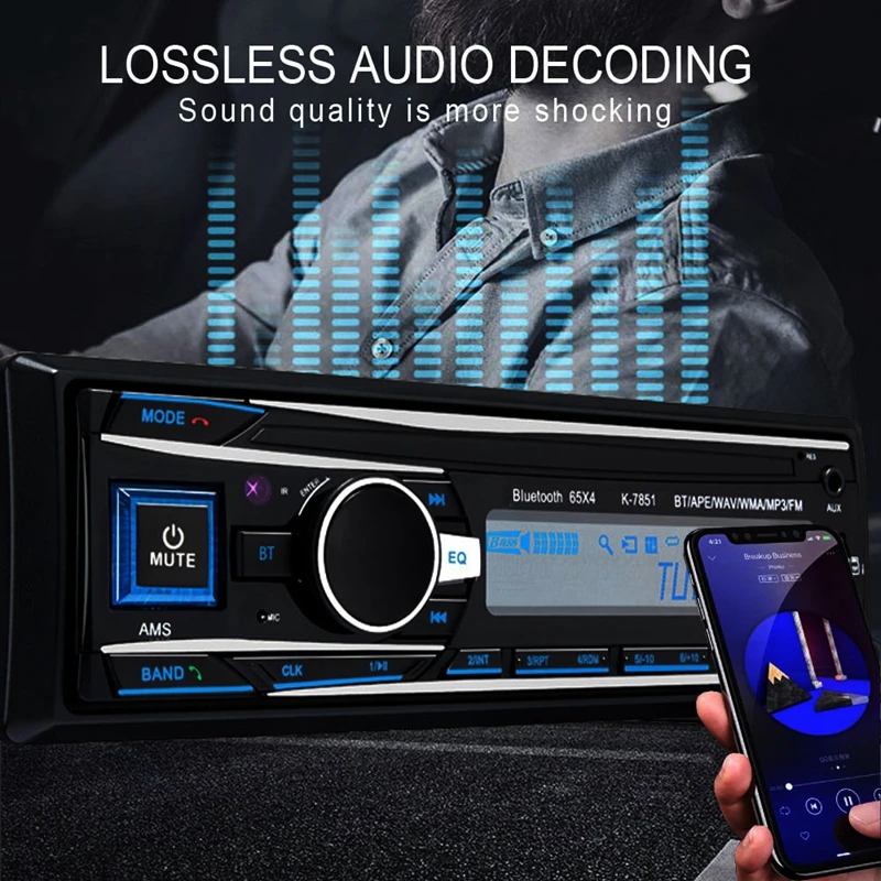 Автомобильный MP3-плеер, автомагнитола 1 DIN 2.1A, двойной USB, быстрая зарядка, Bluetooth, громкая связь, цифровой медиаплеер, 4X65 Вт, fm-радио, поддерживает IOS an
