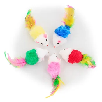 

Cat toys False Mouse Pet Cat Toys Mini Funny Playing Toys For Cats with Colorful Feather Plush Mini Mouse Toys