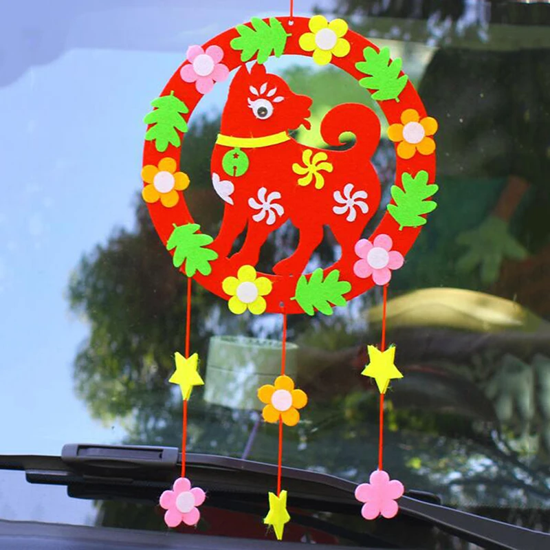 Kids DIY Non-woven Hanging Ornaments Sticker Kindergarten Creative Gift Children Handmade DIY Decoration Material Package