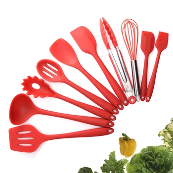 

10 Pcs Heat Resistant Silicone Cookware Set Nonstick Cooking Tools Kitchen Baking Tool Kit Utensils Kitchen Accessories