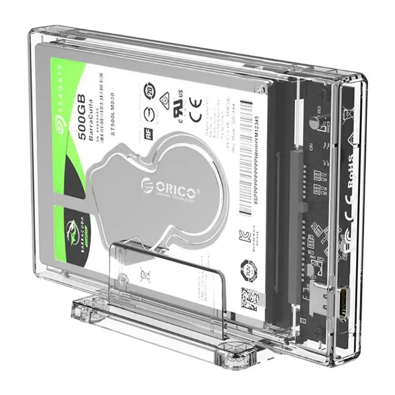 ORICO HDD чехол USB 3,1 type C to 2,5 SATA жесткий диск SSD Внешний EnclosureTransparent для SSD HDD коробка внешний корпус Чехол