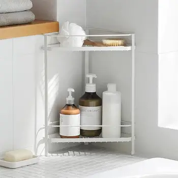 

1PC Iron Art Fashion White Double Layer Shelf Toiletries Storage Rack Spice Rack
