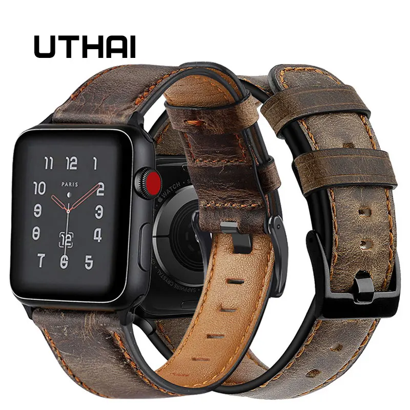 Винтажный кожаный ремешок из воловьей кожи для apple watch iwatch 1/2/3 38 мм 42 4/5 40 44 часов