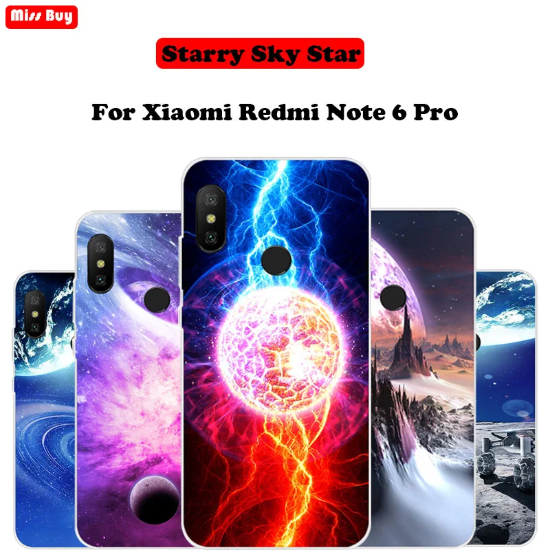 

For Xiaomi Redmi Note 6 Pro Case Silicone Soft Cover For Xiaomi Redmi Note 6 Note6 Pro Case 32gb 64gb Coque Slim Starry Print