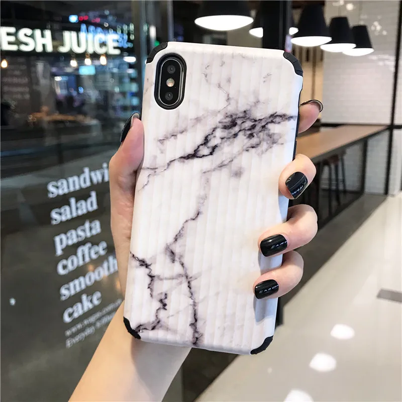 Чехол для телефона с мраморным узором для багажа чехол для iPhone 6 7 8 6s Plus 8Plus силиконовый чехол для багажника для IPhone X XS Max XR