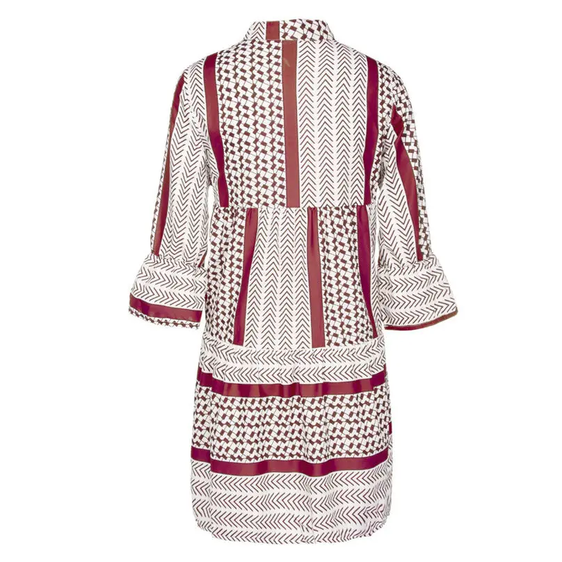 New Fashion Women Casual Autumn Dress 2019 Patchwork Three Quarter Sleeve Ruffles Party Mini Dress платье vestidos 3Y30 (28)