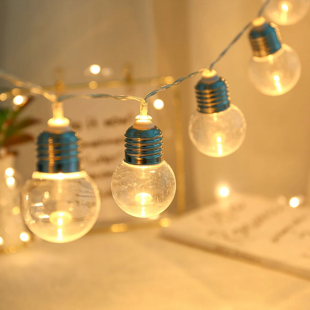 

G45 Globe Bulb LED String Lights 10 Bulbs Fairy Light Decoration For Christmas Home Garland Party Wedding Battery 1.5M D40