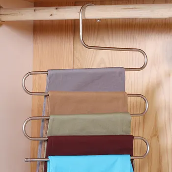 

Stainless Steel Pants Hangers Anti-slip S Shaped Multifunctional Clothes Storage Rack FP8